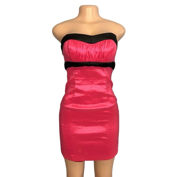 Jessica McClintock Vintage Bright Pink Strapless Mini Dress - Picture 1 of 8